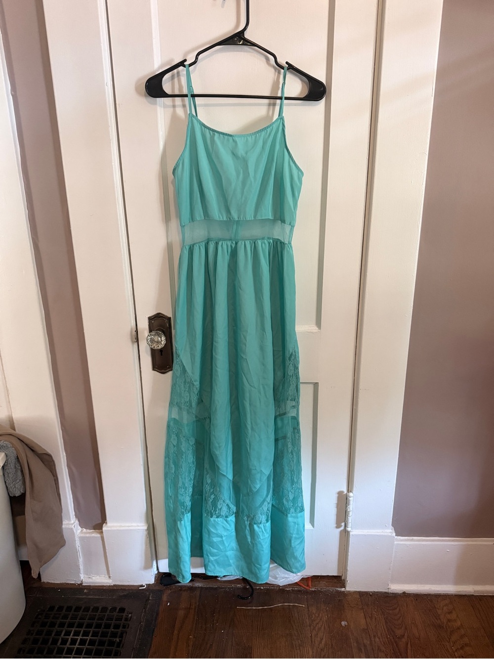 Ali & Kris Aqua Spaghetti-Strap Maxi Dress Perfect for a Special Occasion!